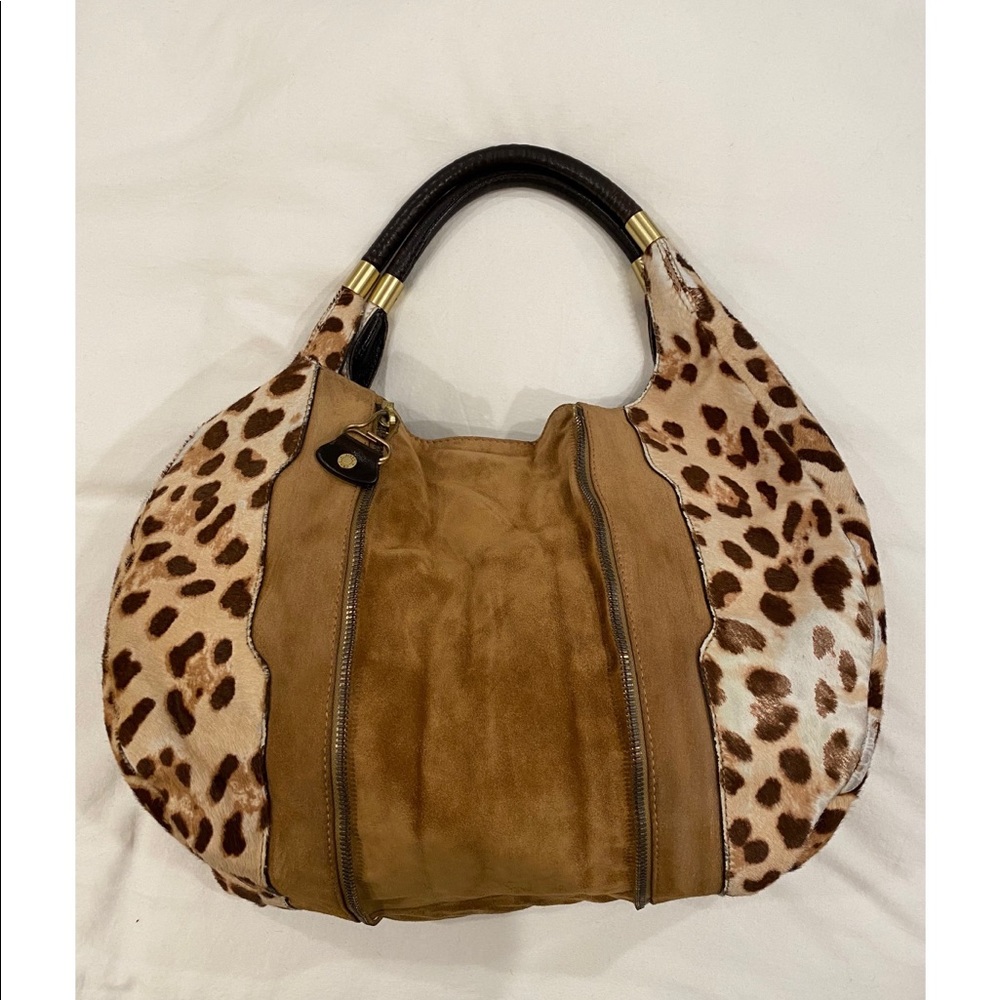 Jimmy Choo Leopard Print and Brown Suede Hobo Bag - Picture 5 of 10